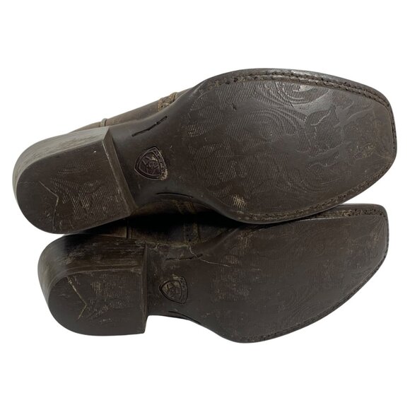 ARIAT 15834 Legend Square Toe Brown Leather Green INT Pull On Western Boots SZ 8 - Picture 6 of 10